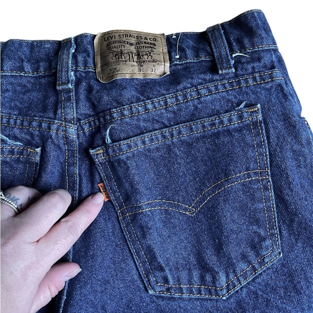 RARE Vintage Levi’s Orange Tab 506 Student Mid Rise Straight Leg Dark Wash Jeans - Picture 5 of 6